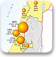 תפרוסת של חברות היי-טק בישראל, 2001 (באחוזים מכלל חברות ההיי-טק)